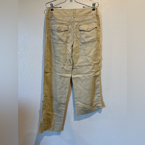 B16.01 NWT Caslon 100% Linen Convertible Capri/Pants Button Up Khaki 4 - Picture 4 of 4